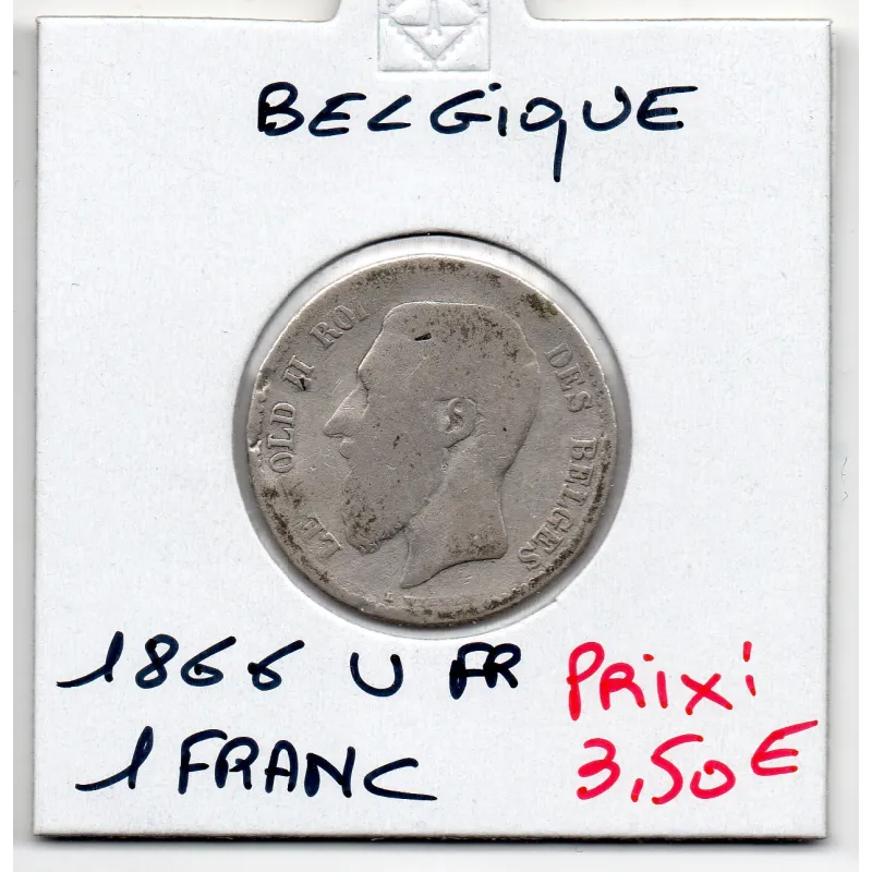 Belgique 1 Franc 1866 en Français B-, KM 28 Leopold II