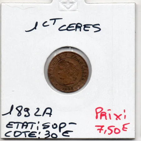 1 centime Cérès - 1892 - Sup- - F.104/19