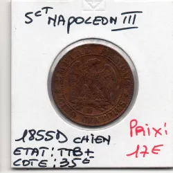 5 centimes Napoléon III tête nue TTB+ 1855 D Chien F.116/22