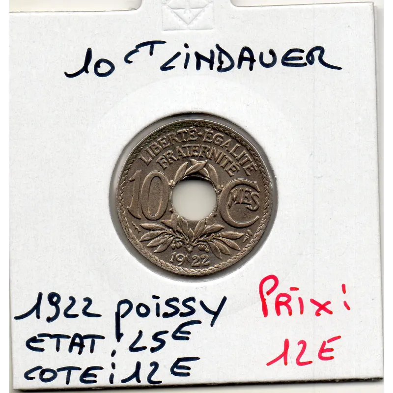 10 centimes Lindauer - 1922 Poissy - Sup+ - F.138/7