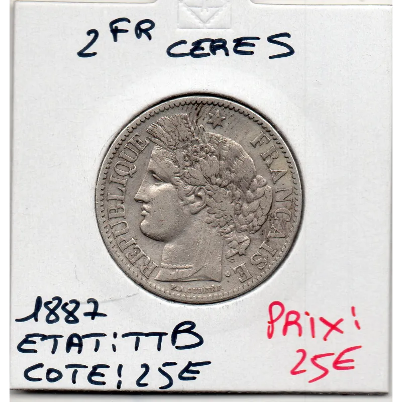 2 Francs Cérès - 1887 - TTB - F.265/13