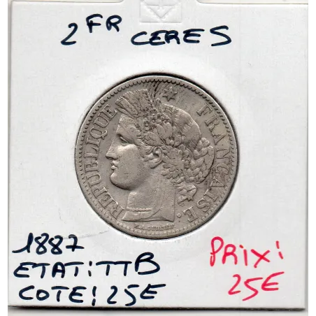 2 Francs Cérès - 1887 - TTB - F.265/13