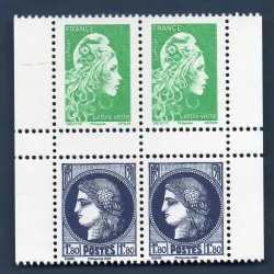 Timbres France 5736-5252A Type Cérès Marianne l'Engagée Neuf Bloc de 4