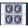 Timbres France 5739 Type Cérès Typographiée Bleu Neuf Bloc de 4