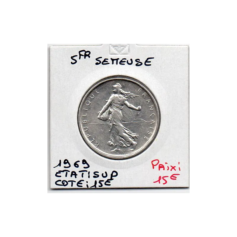 5 francs Semeuse Argent 1969 Sup, France pièce de monnaie