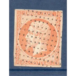 Timbre France Yvert No 16  Empire 40c orange Oblitéré pointillés fins