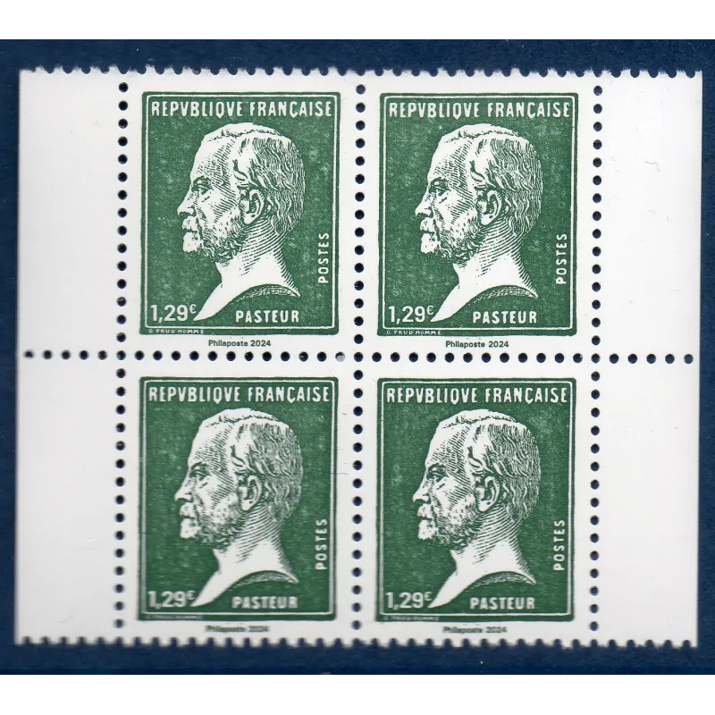 Timbre France 5781 Type Pasteur Neuf Vert Bloc de 4