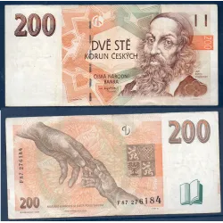 Republique Tchèque P.19d, TB Billet de 200 Korun 1998 Komensky série F