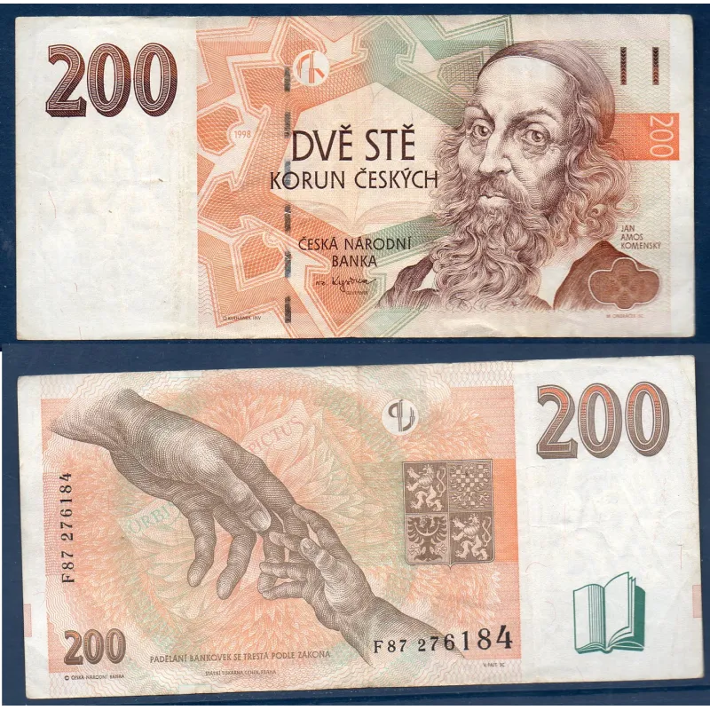 Republique Tchèque P.19d, TB Billet de 200 Korun 1998 Komensky série F