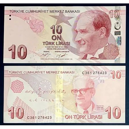 Turquie P.223c, Spl Billet de 10 Lira 2009 Cahit Arf