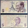 Turquie P.222b, TB Billet de 5 Lira 2009 Aydin Sayili