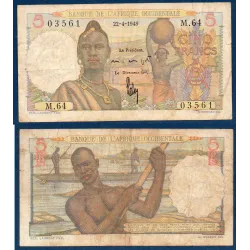 AOF P.36a, TB Billet de 5 Francs 27.12.1948 pirogue