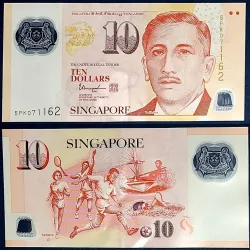 Singapour P.48k, Sup Billet de 10 Dollars 2005-2024 Football