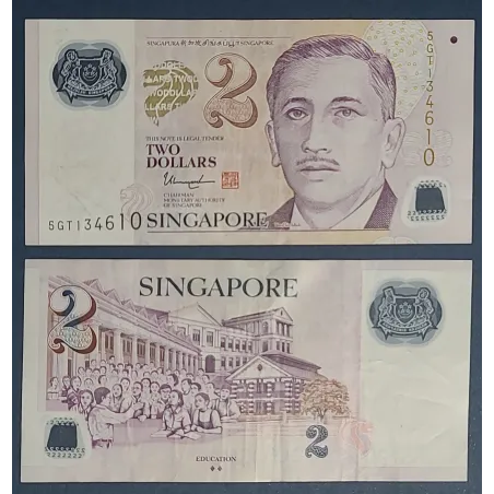 Singapour Pick N°46g, TTB Billet de 2 Dollar 2005-2024 Ecoliers