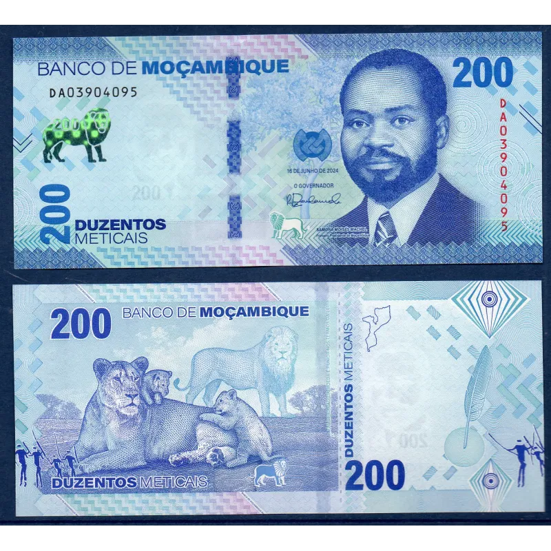 Mozambique P.158, Neuf, Billet de 200 meticais 2024 Lions