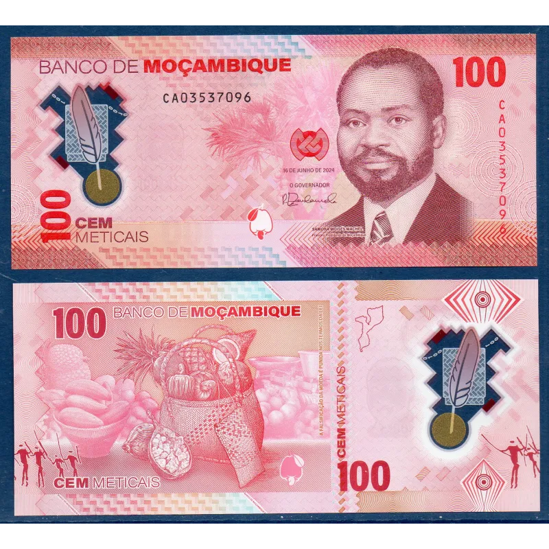 Mozambique P.157, Neuf, Billet de 100 meticais 2024 Fruits