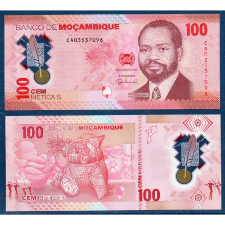 Mozambique P.157, Neuf, Billet de 100 meticais 2024 Fruits