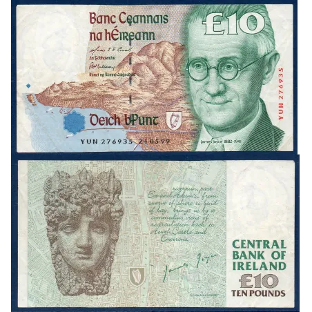 Irlande P.76b, TTB Billet de 10 livres 1995-1999 James Joyce