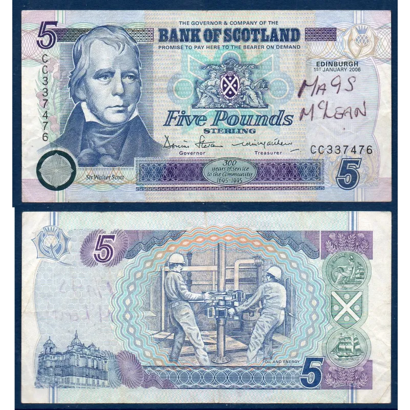 Ecosse P.119e, TTB ecrit Billet de 5 pounds 2006 Walter Scott