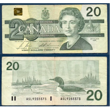 Canada P.97b, TB Billet de 20 dollars 1986 Plongeon huard