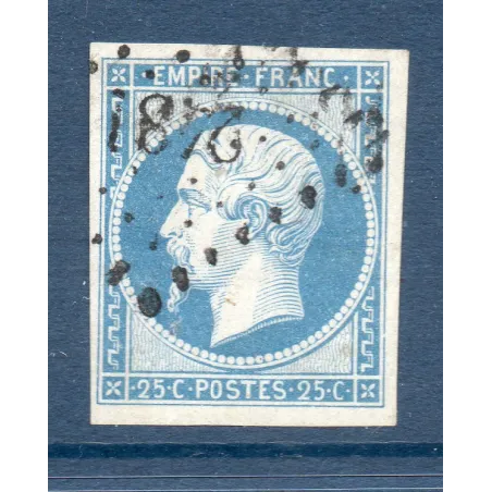 Timbre France Yvert No 15d Empire 25c Bleu clair Oblitéré petits chiffres