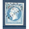 Timbre France Yvert No 15d Empire 25c Bleu clair Oblitéré petits chiffres