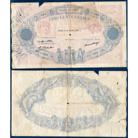 500 Francs Bleu et Rose, AB, 19.2.1931 Billet de la banque de France