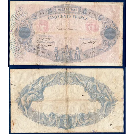 500 Francs Bleu et Rose, B, 8.2.1928 Billet de la banque de France