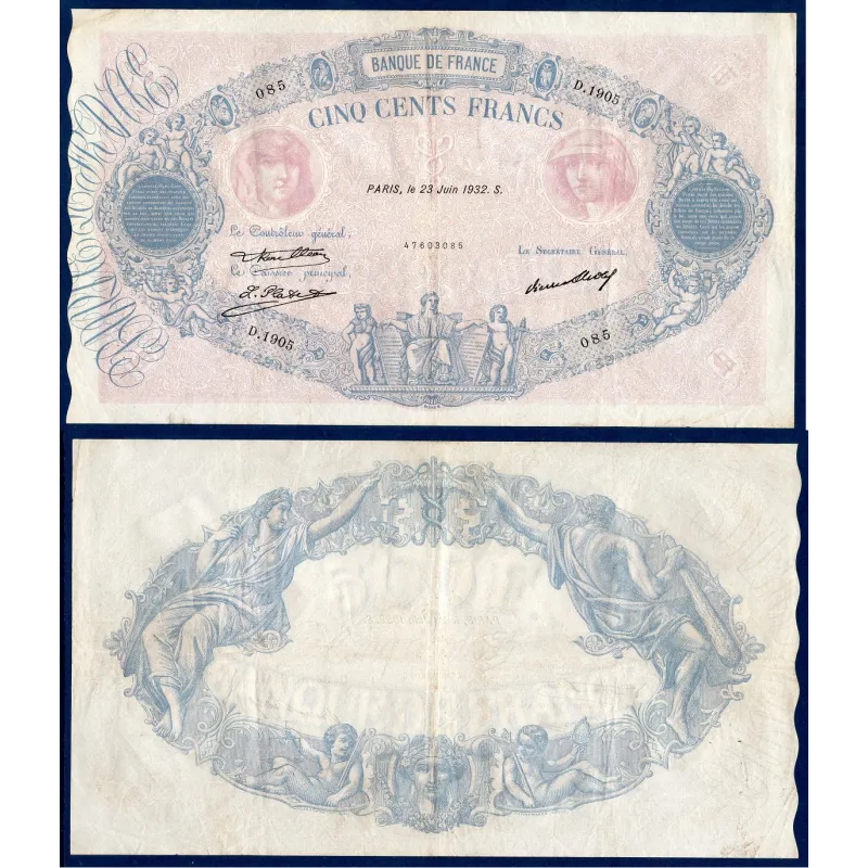 500 Francs Bleu et Rose, TTB-, 23.6.1932 Billet de la banque de France