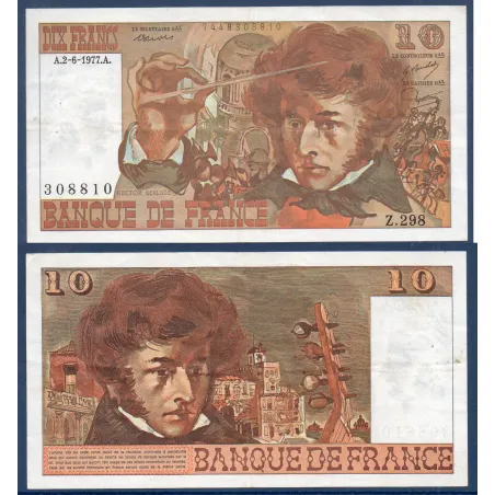 10F Francs Berlioz, TTB, 2.6.1977 Billet de la banque de France