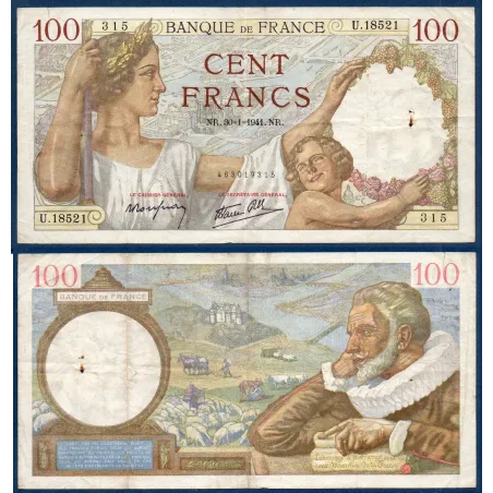 100 Francs Sully TB 30.1.1941 Billet de la banque de France