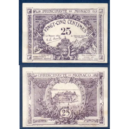 Monaco P.2b, Spl Billet de 25 centimes 1920 armorie 17mm