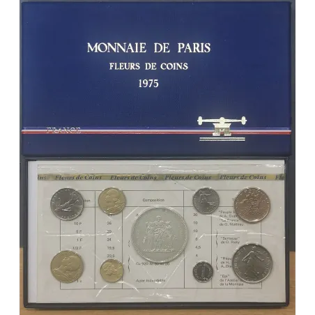 Coffret FDC Fleur de coin France 1975 pièces de monnaies en Franc