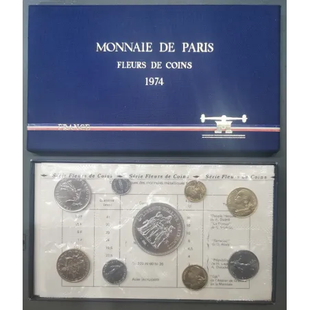 Coffret FDC Fleur de coin France 1974 pièces de monnaies en Franc