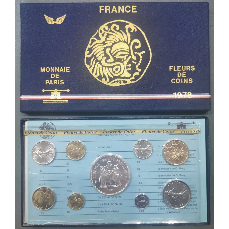 Coffret FDC Fleur de coin France 1978 avec ailes pièces de monnaies en Franc