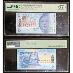 Ecosse P.130a, Neuf PMG EPQ67 Billet de 5 pounds 2016 Walter Scott