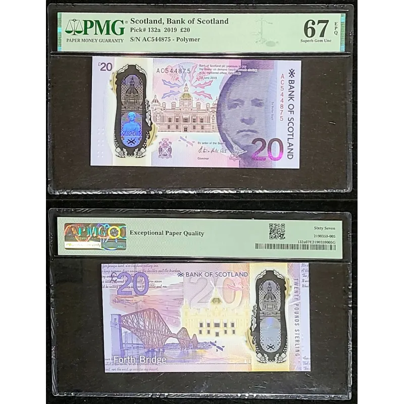 Ecosse P.132a, Neuf PMG EPQ67 Billet de 20 pounds 2019 Walter Scott