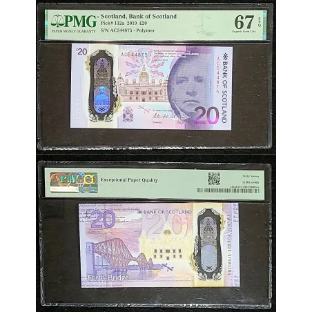 Ecosse P.132a, Neuf PMG EPQ67 Billet de 20 pounds 2019 Walter Scott