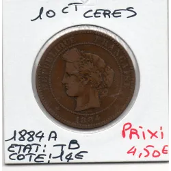 10 centimes Cérès 1884 A Paris TB, France pièce de monnaie