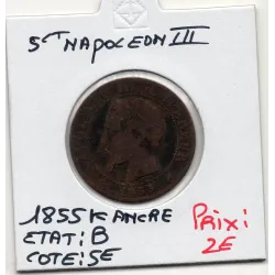 5 centimes Napoléon III tête nue 1855 K Ancre Bordeaux B, France pièce de monnaie