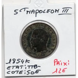 5 centimes Napoléon III tête nue 1854 K Bordeaux TTB-, France pièce de monnaie