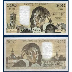 500 Francs Pascal, TTB, 8.1.1981 Billet de la banque de France