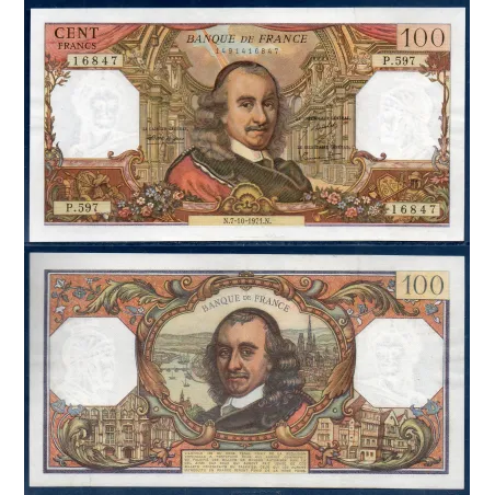 100 Francs Corneille, Sup, 7.10.1971 Billet de la banque de France