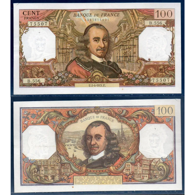 100 Francs Corneille, TTB, 1.4.1971 Billet de la banque de France