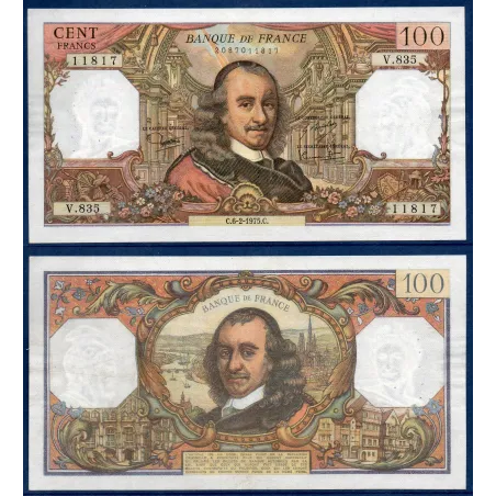 100 Francs Corneille, TTB, 6.2.1975 Billet de la banque de France