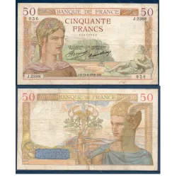 50 Francs Cérès, TB-, 14.8.1935 Billet de la banque de France