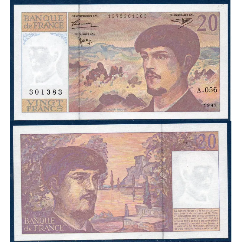 20 Francs Debussy, Neuf, 1997 Billet de la banque de France