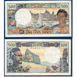 Tahiti P.25a, TTB Billet de 500 Francs 1970 Pecheur papeete