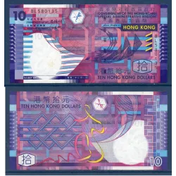 Hong Kong P.400a, TTB Billet de 10 dollars 2002 Rose