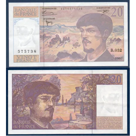 20 Francs Debussy, TTB, 1997 Billet de la banque de France